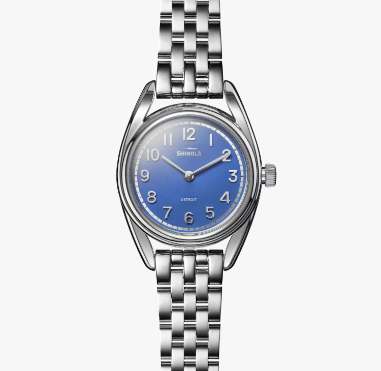 Shinola: The Derby 30mm French Blue with Silver Bracelet